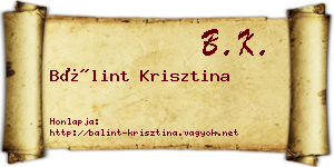 Bálint Krisztina névjegykártya